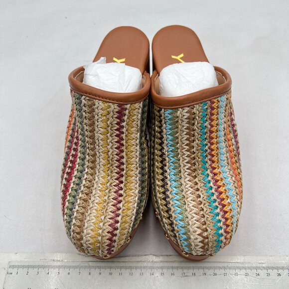 YDN Multi Platform Slip On Clogs Mules Cork High Heel Round Toe Rivet Shoes - Picture 3 of 8